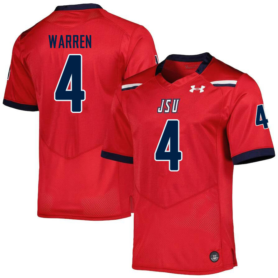 Men-Youth #4 De'Jahn Warren Jackson State Tigers 2023 College Football Jerseys Stitched-Red